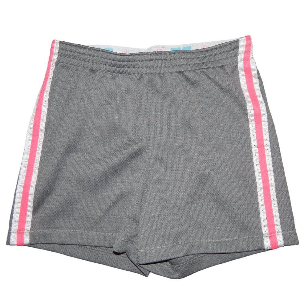 Faded Glory Girls M 7/8 Gray Pink Stripe Athletic Shorts “Be You” Pull-On